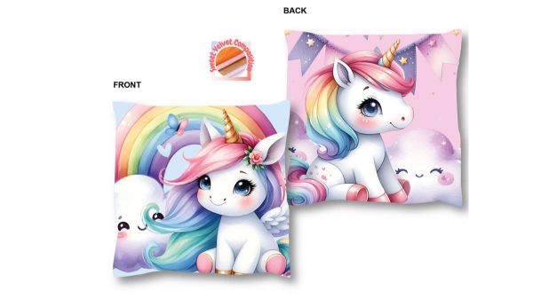 Βελούδινο Μαξιλάρι Unicorn 10 38X38 Pink 100% Velboa