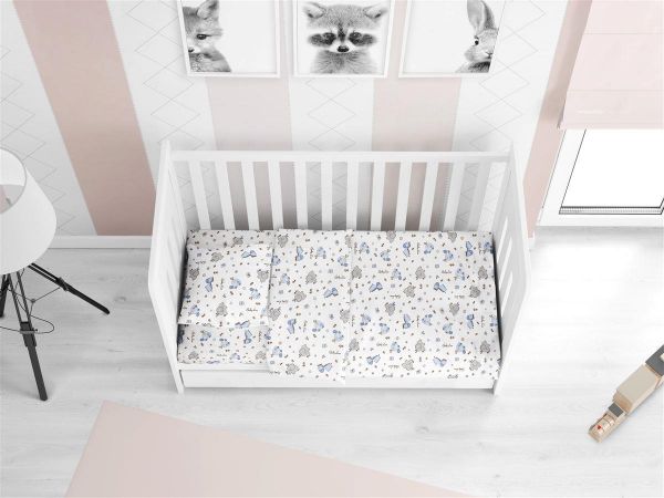 Κατωσέντονο Με Λάστιχο bebe Elephant 074 0,70X1,40X0,15 White-Sky Blue 100% Cotton Flannel