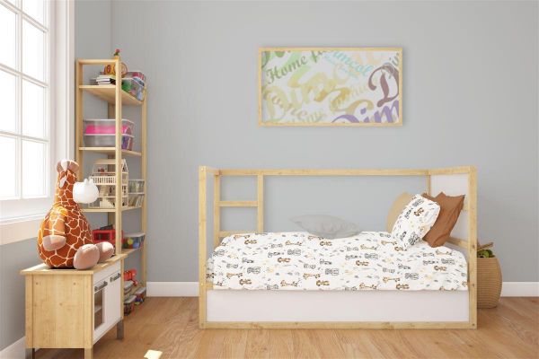 Κατωσέντονο Με Λάστιχο bebe Savanna 36 0,70X1,40X0,15 White-Grey 100% Cotton Flannel