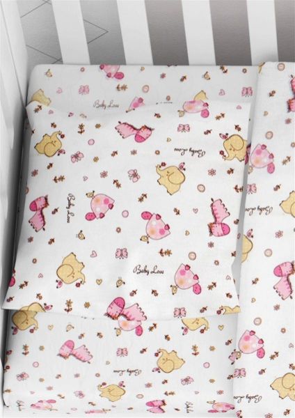 Μαξιλαροθήκη Εμπριμέ bebe Elephant 072 35X45 White-Pink 100% Cotton Flannel