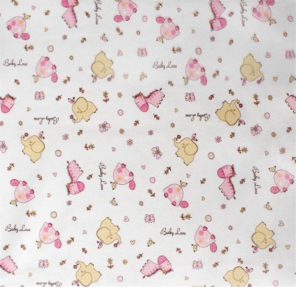 Πάνα Φανέλα bebe Elephant 072 80X80 White-Pink 100% Cotton Flannel