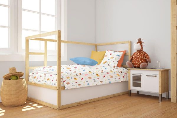 Πάπλωμα Εμπριμέ bebe Forest Animals 070 120X160 White-Sky Blue 100% Cotton Flannel