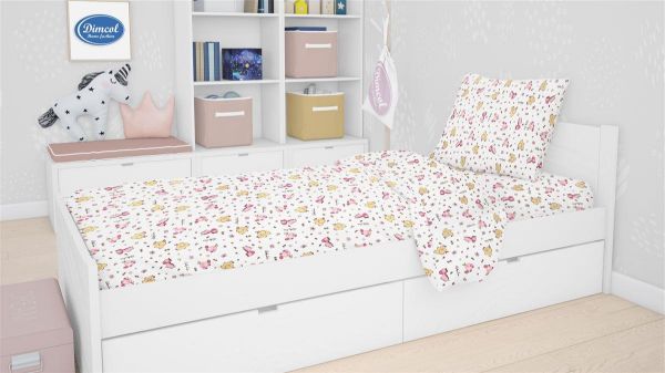 Παπλωματοθήκη Εμπριμέ kids Elephant 072 160X240 White-Pink 100% Cotton Flannel