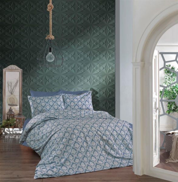 Σεντόνια Εμπριμέ Σετ 3 τεμ Οφηλία 279 160X240 Blue 70/30 Cott/Pol