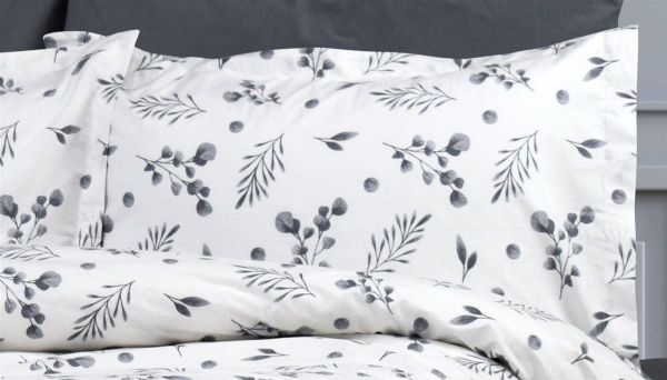 Μαξιλαροθήκη Εμπριμέ Μυρτώ 350 50X70 Grey 100% Cotton Flannel