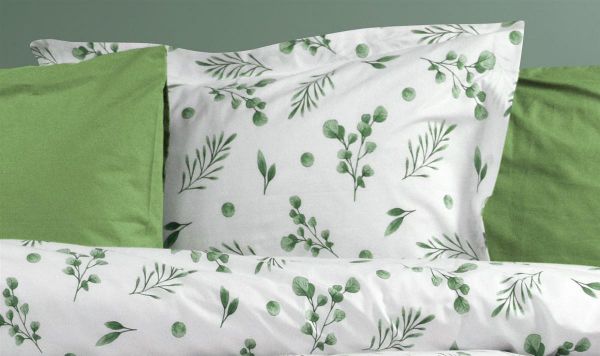 Μαξιλαροθήκη Εμπριμέ Μυρτώ 351 50X70 Green 100% Cotton Flannel