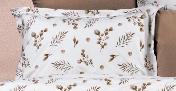 Μαξιλαροθήκη Εμπριμέ Μυρτώ 352 50X70 Beige 100% Cotton Flannel