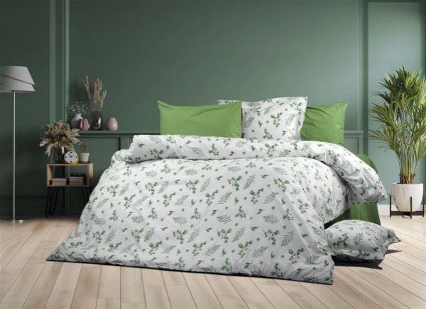 Παπλωματοθήκη Εμπριμέ Μυρτώ 351 220X240 Green 100% Cotton Flannel