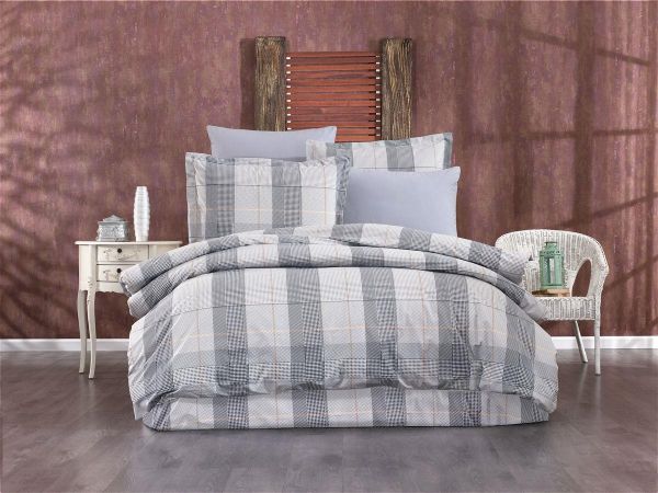 Σεντόνια Εμπριμέ Σετ 3 τεμ Αντιγόνη 339 220X240 Grey 100% Cotton Flannel