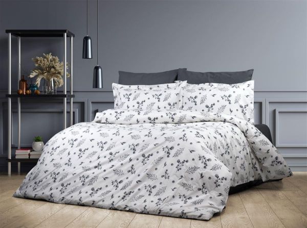 Σεντόνια Εμπριμέ Σετ 3 τεμ Μυρτώ 350 160X240 Grey 100% Cotton Flannel