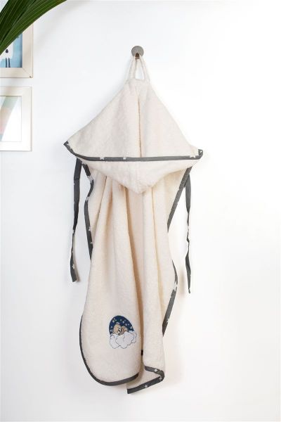 Κάπα Με Κέντημα bebe Cloudy Bear 177 75X85 Ecru-Grey 100% Cotton