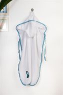 Κάπα Με Κέντημα bebe Dinosaur 180 75X85 White-Sky Blue 100% Cotton