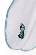 Κάπα Με Κέντημα bebe Dinosaur 180 75X85 White-Sky Blue 100% Cotton