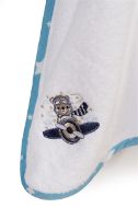 Κάπα Με Κέντημα bebe Aviator 184 75X85 White-Sky Blue 100% Cotton