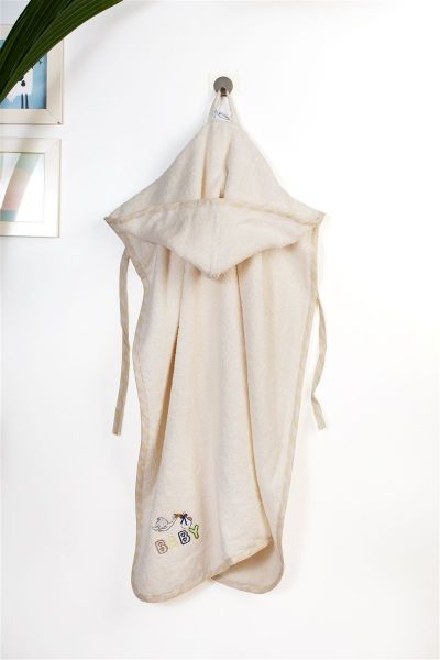 Κάπα Με Κέντημα bebe Stork 194 75X85 Ecru-Yellow 100% Cotton