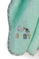 Κάπα Με Κέντημα bebe Stork 195 75X85 Mint 100% Cotton