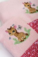 Πετσέτα Με Κέντημα Σετ 2 τεμ bebe Giraffe 171 30X50,70X140 Pink 100% Cotton