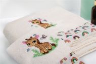 Πετσέτα Με Κέντημα Σετ 2 τεμ bebe Giraffe 173 30X50,70X140 Ecru-Multi 100% Cotton