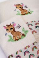 Πετσέτα Με Κέντημα Σετ 2 τεμ bebe Giraffe 173 30X50,70X140 Ecru-Multi 100% Cotton