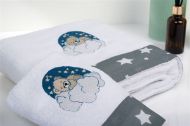 Πετσέτα Με Κέντημα Σετ 2 τεμ bebe Cloudy Bear 176 30X50,70X140 White-Grey 100% Cotton