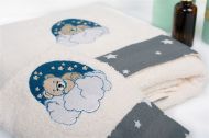 Πετσέτα Με Κέντημα Σετ 2 τεμ bebe Cloudy Bear 177 30X50,70X140 Ecru-Grey 100% Cotton