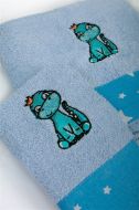 Πετσέτα Με Κέντημα Σετ 2 τεμ bebe Dinosaur 179 30X50,70X140 Sky Blue 100% Cotton