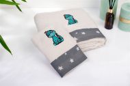 Πετσέτα Με Κέντημα Σετ 2 τεμ bebe Dinosaur 181 30X50,70X140 Ecru-Grey 100% Cotton