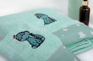Πετσέτα Με Κέντημα Σετ 2 τεμ bebe Dinosaur 182 30X50,70X140 Mint 100% Cotton