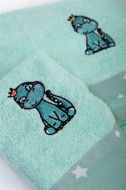 Πετσέτα Με Κέντημα Σετ 2 τεμ bebe Dinosaur 182 30X50,70X140 Mint 100% Cotton