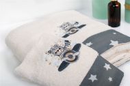 Πετσέτα Με Κέντημα Σετ 2 τεμ bebe Aviator 185 30X50,70X140 Ecru-Grey 100% Cotton