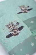 Πετσέτα Με Κέντημα Σετ 2 τεμ bebe Aviator 186 30X50,70X140 Mint 100% Cotton