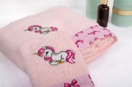 Πετσέτα Με Κέντημα Σετ 2 τεμ bebe Unicorn 187 30X50,70X140 Pink 100% Cotton