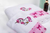 Πετσέτα Με Κέντημα Σετ 2 τεμ bebe Unicorn 188 30X50,70X140 White-Pink 100% Cotton