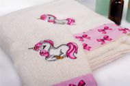Πετσέτα Με Κέντημα Σετ 2 τεμ bebe Unicorn 189 30X50,70X140 Ecru-Pink 100% Cotton