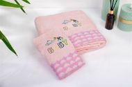 Πετσέτα Με Κέντημα Σετ 2 τεμ bebe Stork 192 30X50,70X140 Pink 100% Cotton