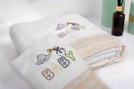 Πετσέτα Με Κέντημα Σετ 2 τεμ bebe Stork 193 30X50,70X140 White-Yellow 100% Cotton