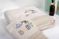 Πετσέτα Με Κέντημα Σετ 2 τεμ bebe Stork 194 30X50,70X140 Ecru-Yellow 100% Cotton