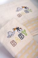 Πετσέτα Με Κέντημα Σετ 2 τεμ bebe Stork 194 30X50,70X140 Ecru-Yellow 100% Cotton