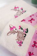 Πετσέτα Με Κέντημα Σετ 2 τεμ bebe Deer 198 30X50,70X140 Ecru-Pink 100% Cotton