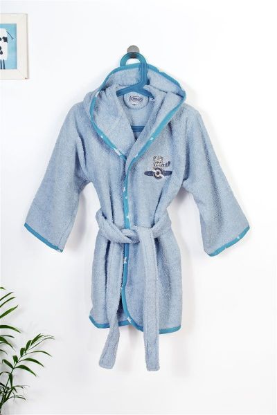 Μπουρνούζι Με Κέντημα kids Aviator 183 Size: 02 Sky Blue 100% Cotton