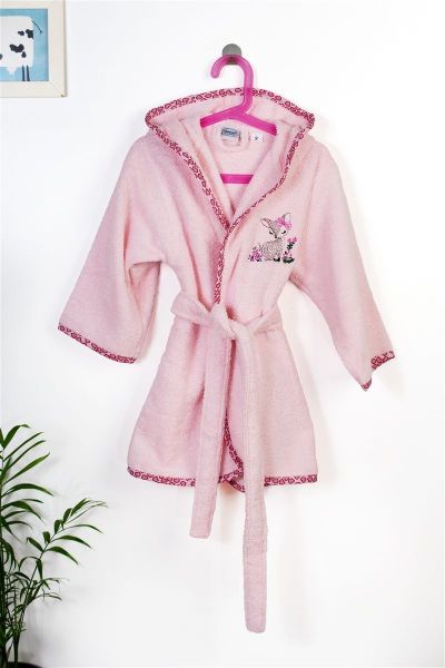 Μπουρνούζι Με Κέντημα kids Deer 196 Size: 04 Pink 100% Cotton