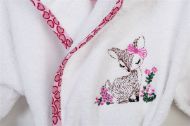 Μπουρνούζι Με Κέντημα kids Deer 197 Size: 02 White-Pink 100% Cotton