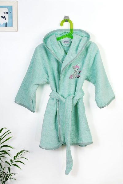 Μπουρνούζι Με Κέντημα kids Deer 199 Size: 04 Mint 100% Cotton