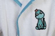 Μπουρνούζι Με Κέντημα kids Dinosaur 180 Size: 02 White-Sky Blue 100% Cotton