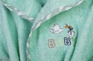 Μπουρνούζι Με Κέντημα kids Stork 195 Size: 02 Mint 100% Cotton