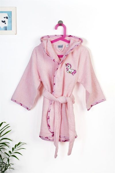 Μπουρνούζι Με Κέντημα kids Unicorn 187 Size: 02 Pink 100% Cotton