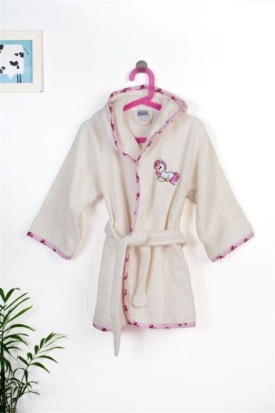 Μπουρνούζι Με Κέντημα kids Unicorn 189 Size: 02 Ecru-Pink 100% Cotton
