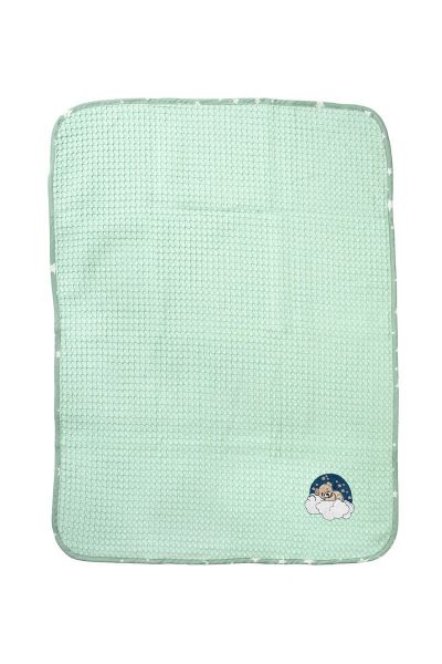Κουβέρτα Πικέ Με Κέντημα bebe Cloudy Bear 178 80X110 Mint 100% Cotton