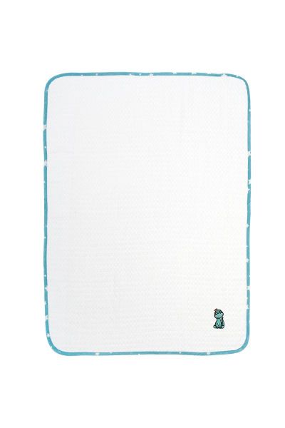 Κουβέρτα Πικέ Με Κέντημα bebe Dinosaur 180 100X160 White-Sky Blue 100% Cotton