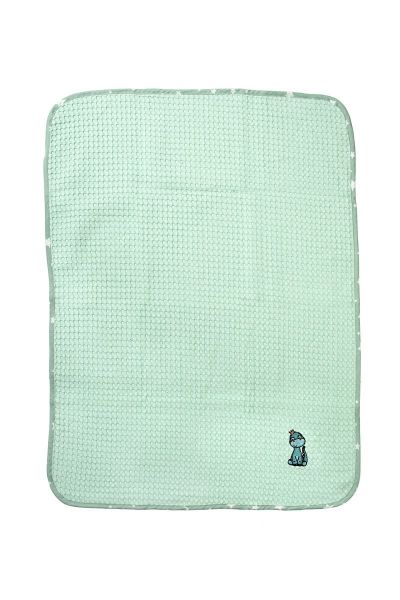 Κουβέρτα Πικέ Με Κέντημα bebe Dinosaur 182 80X110 Mint 100% Cotton